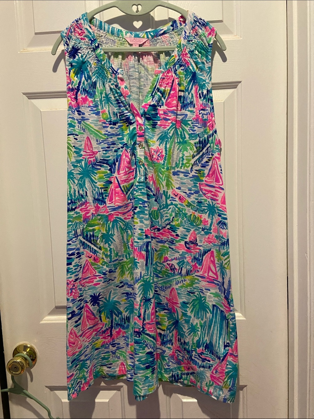 Lilly Pulitzer Essie Dress- XLarge- Like New- Colorful Sailboat and Scenery